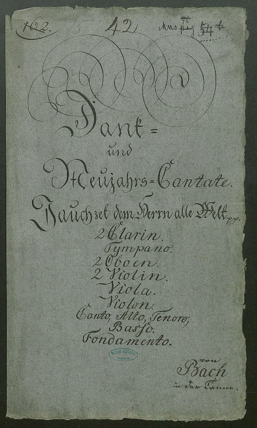 Titelseite der Kantate 'Jauchet dem Herrn, alle Welt' mit der Benennung 'Bach in der Tanne' - Kopie